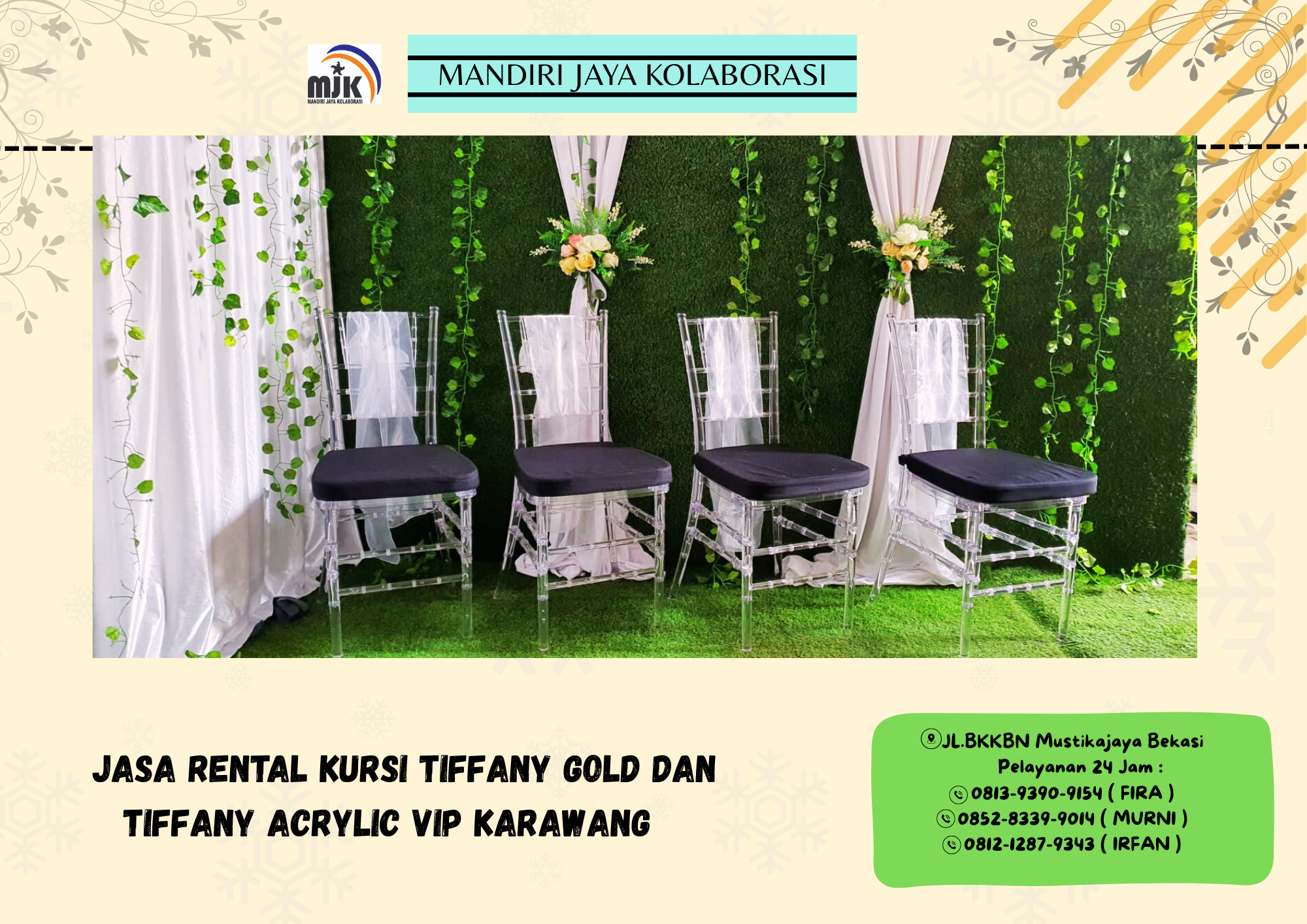 Jasa Rental Kursi Tiffany Gold Dan Tiffany Acrylic VIP Karawang