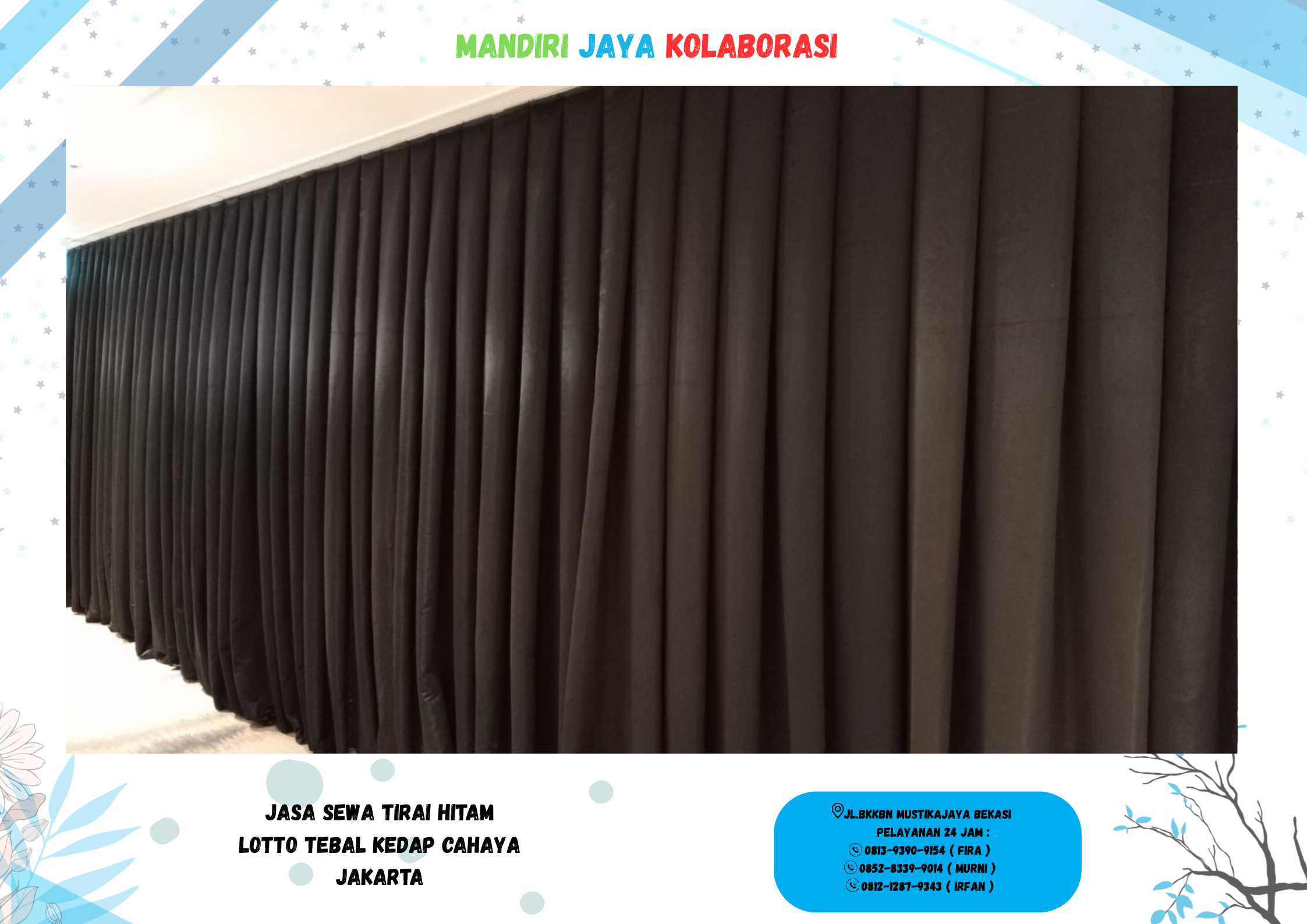 Jasa Sewa Tirai Hitam Lotto Tebal Kedap Cahaya Jakarta