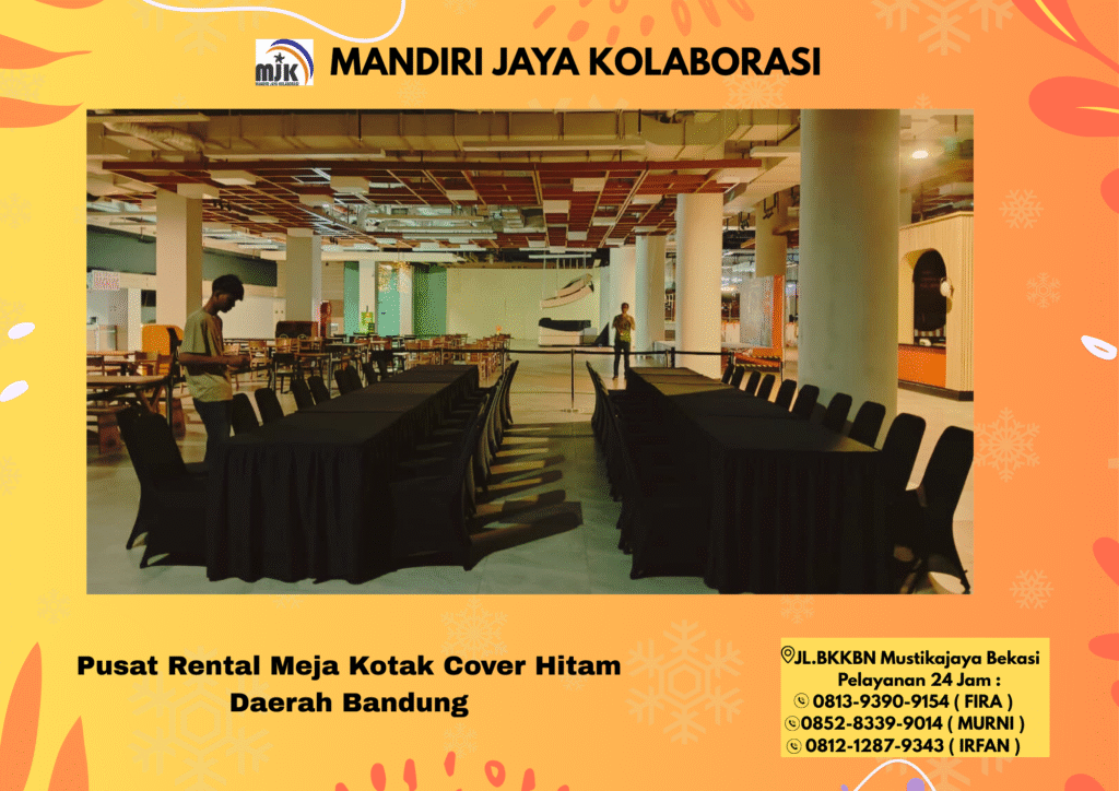 Pusat Rental Meja Kotak Cover Hitam Daerah Bandung