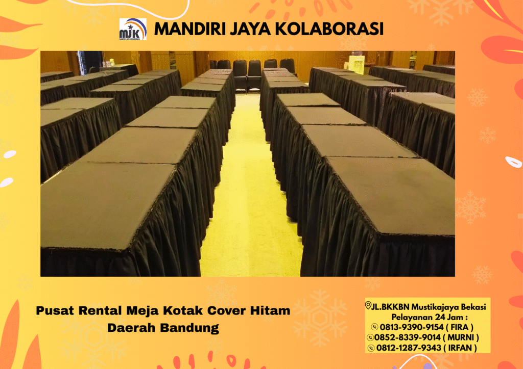 Pusat Rental Meja Kotak Cover Hitam Daerah Bandung