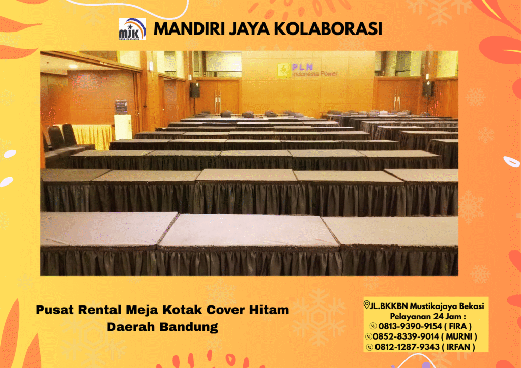 Pusat Rental Meja Kotak Cover Hitam Daerah Bandung