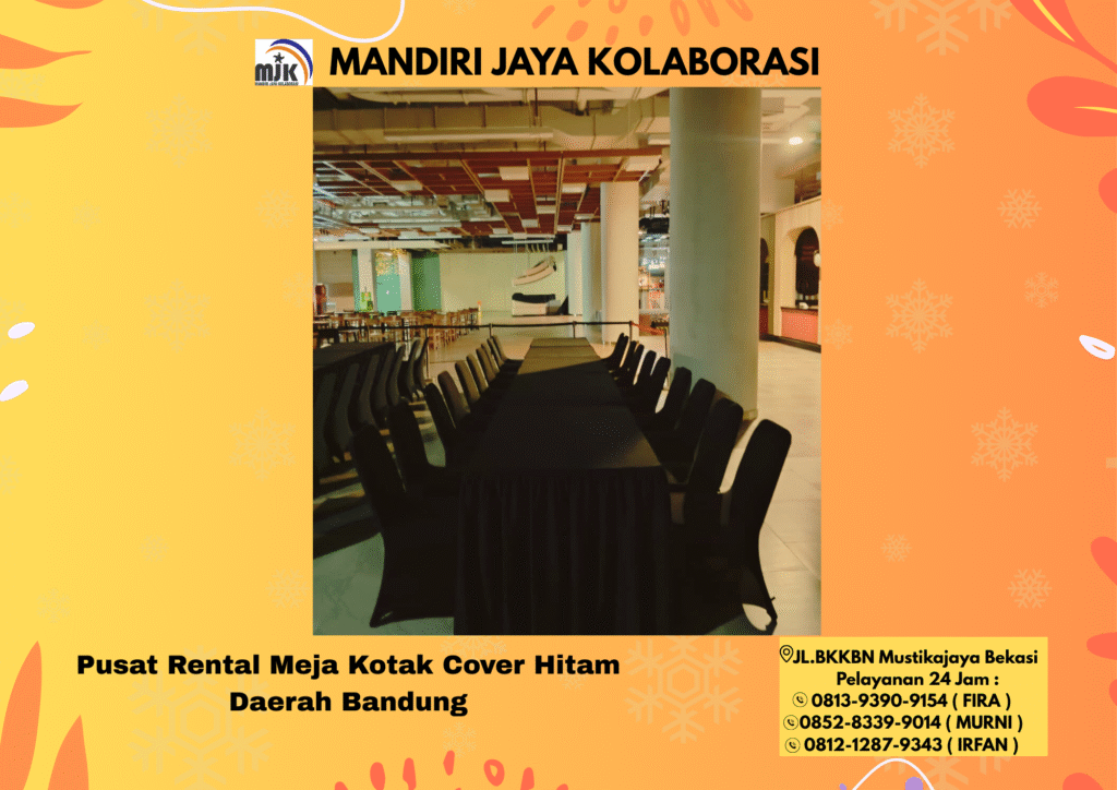 Pusat Rental Meja Kotak Cover Hitam Daerah Bandung
