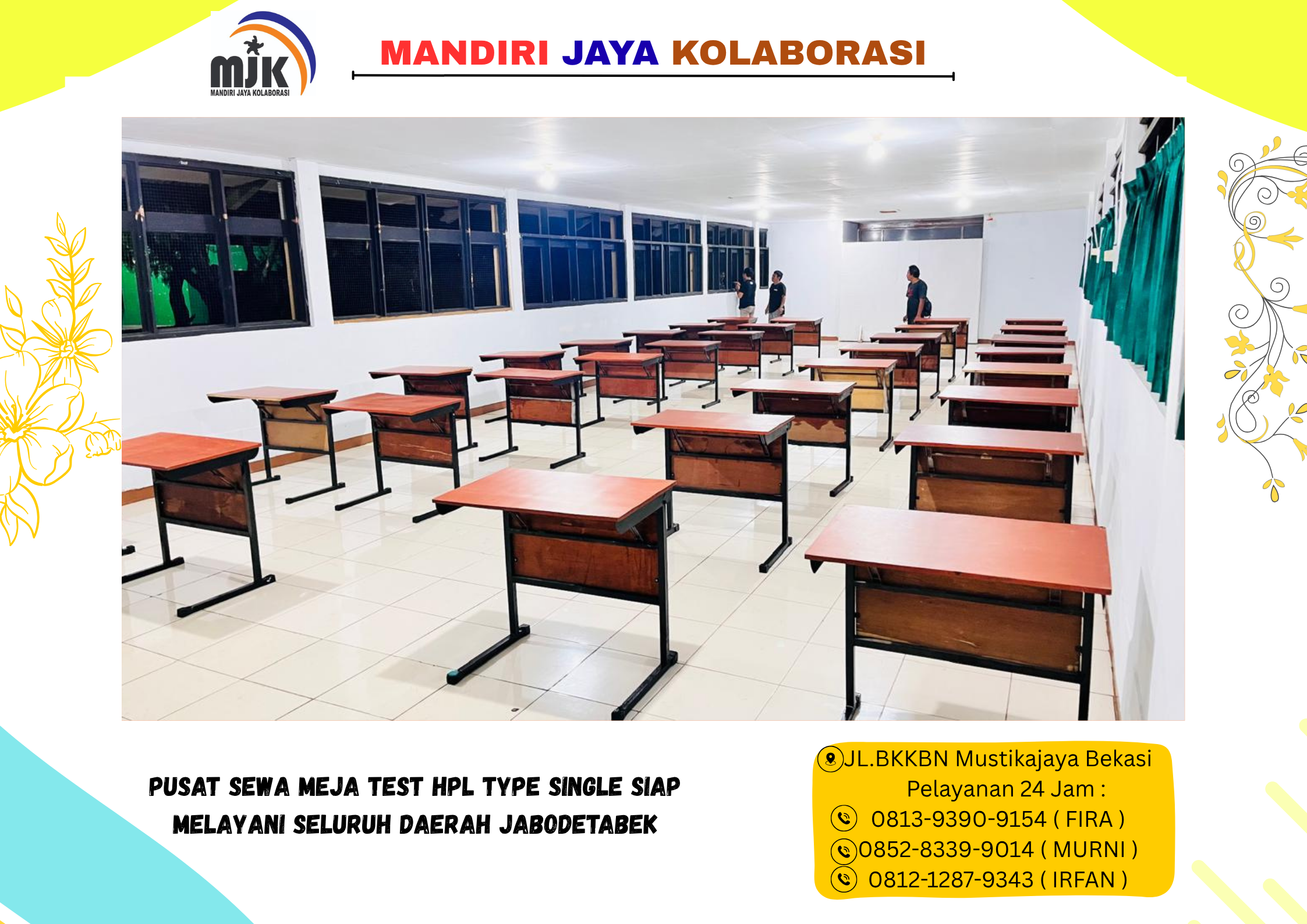 Pusat Sewa Meja Test HPL Type Single siap Melayani seluruh Daerah Jabodetabek