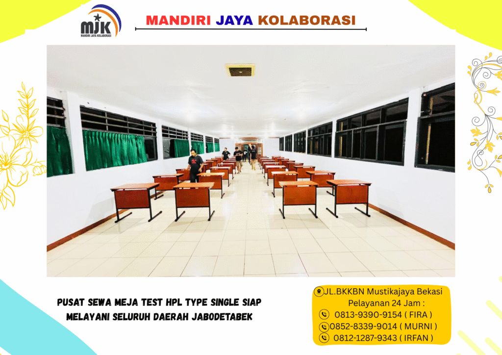 Pusat Sewa Meja Test HPL Type Single siap Melayani seluruh Daerah Jabodetabek
