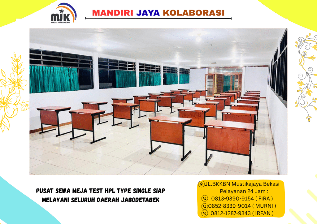 Pusat Sewa Meja Test HPL Type Single siap Melayani seluruh Daerah Jabodetabek