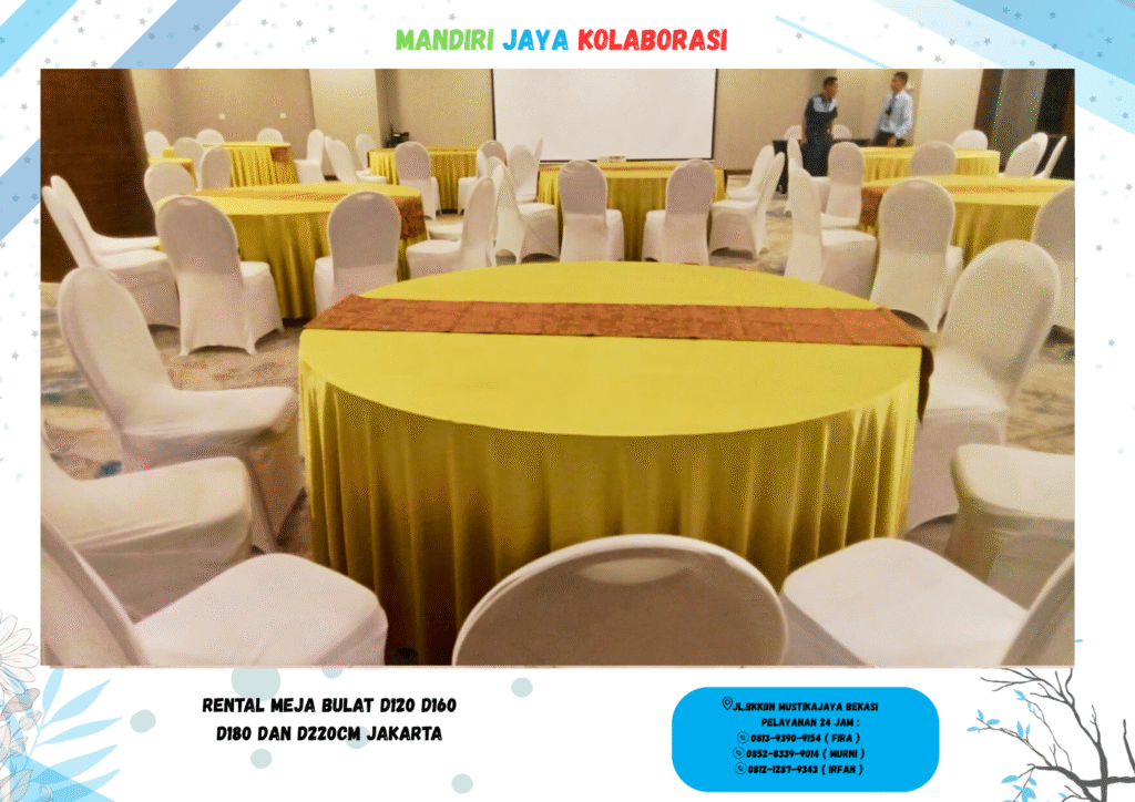 Rental Meja Bulat D120 D160 D180 dan D220cm Jakarta