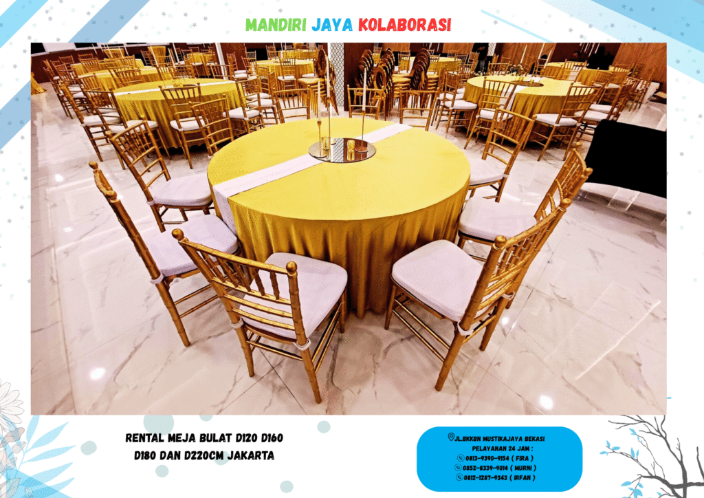 Rental Meja Bulat D120 D160 D180 dan D220cm Jakarta