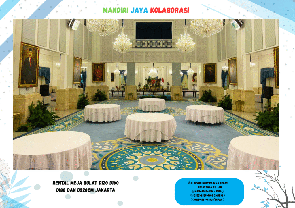 Rental Meja Bulat D120 D160 D180 dan D220cm Jakarta
