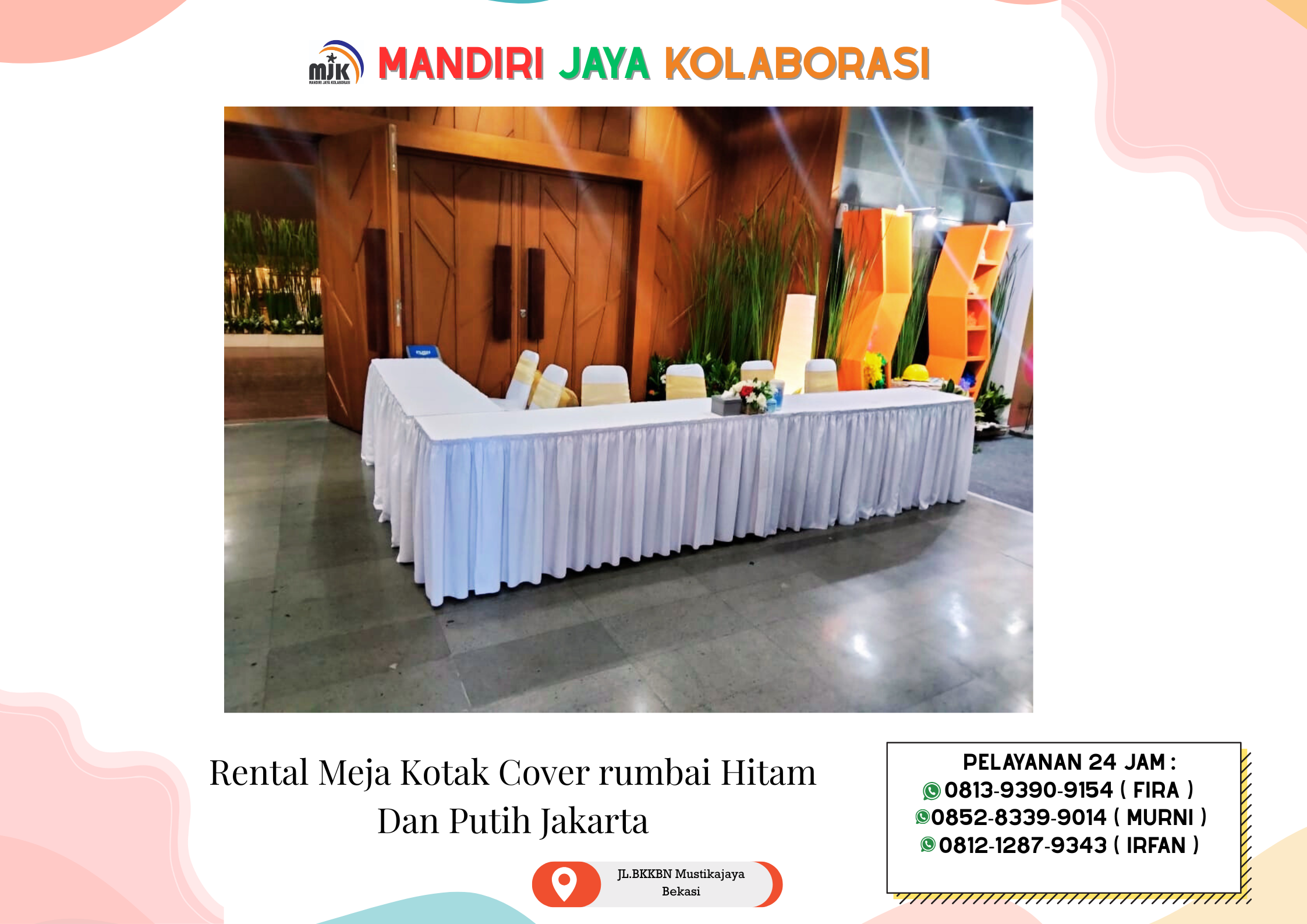 Rental Meja Kotak Cover Rumbai Hitam Dan Putih Jakarta Rental Meja Kotak Cover Rumbai Hitam Dan Putih Jakarta