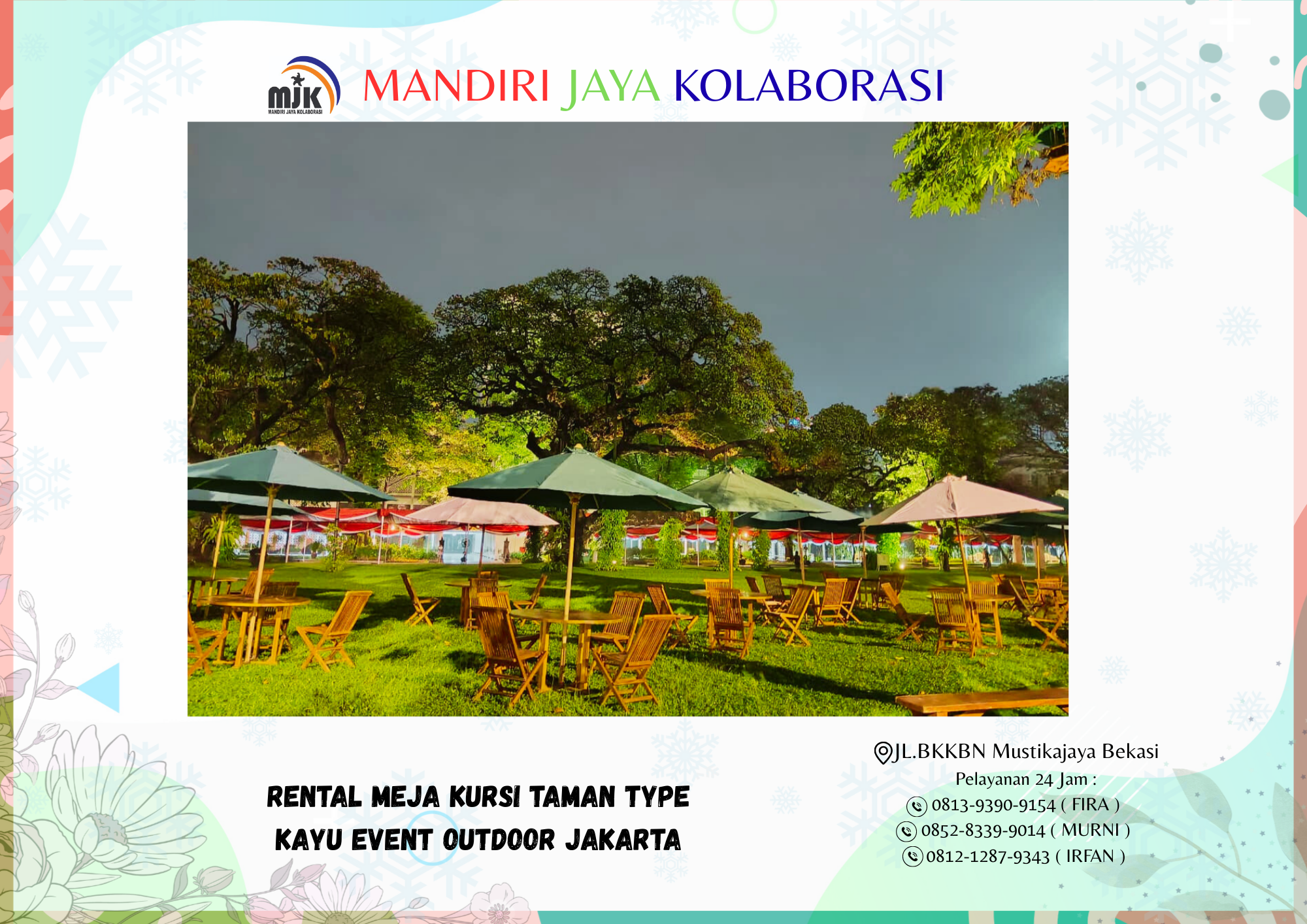 Rental Meja Kursi Taman Type Kayu Event Outdoor Jakarta