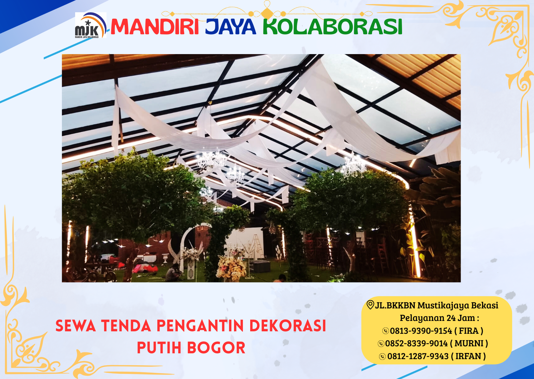 Sewa Tenda Pengantin Dekorasi putih Bogor