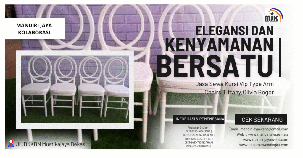 Jasa Sewa Kursi Vip Type Arm Chairs Tiffany Olivia Bogor