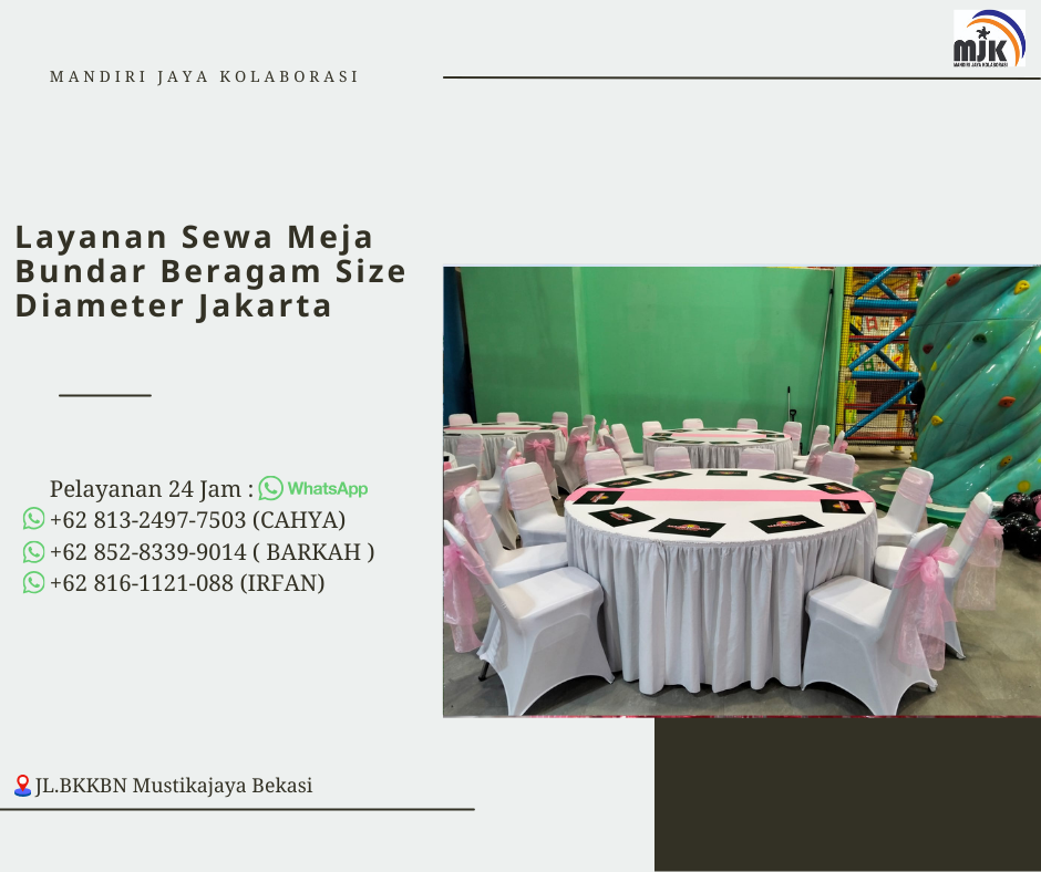 Layanan Sewa Meja Bundar Beragam Size Diameter Jakarta