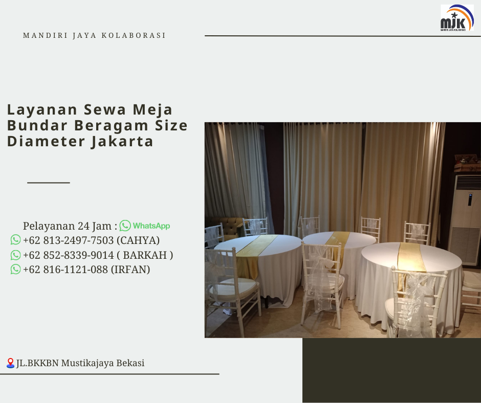 Layanan Sewa Meja Bundar Beragam Size Diameter Jakarta