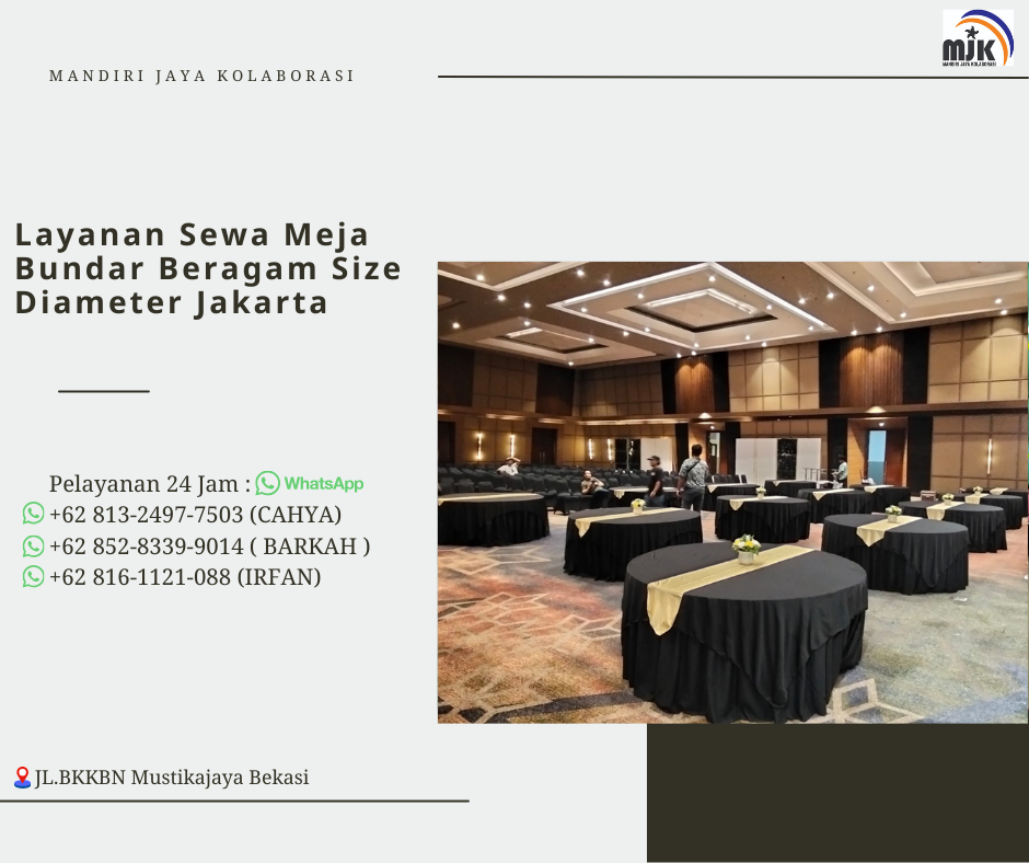 Layanan Sewa Meja Bundar Beragam Size Diameter Jakarta