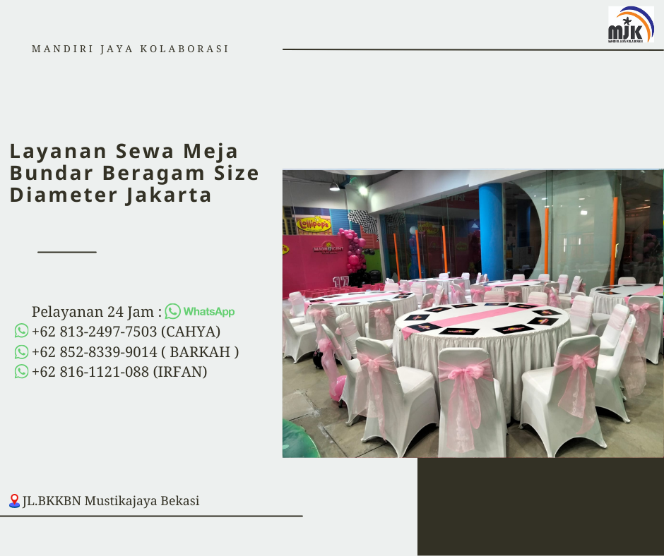 Layanan Sewa Meja Bundar Beragam Size Diameter Jakarta
