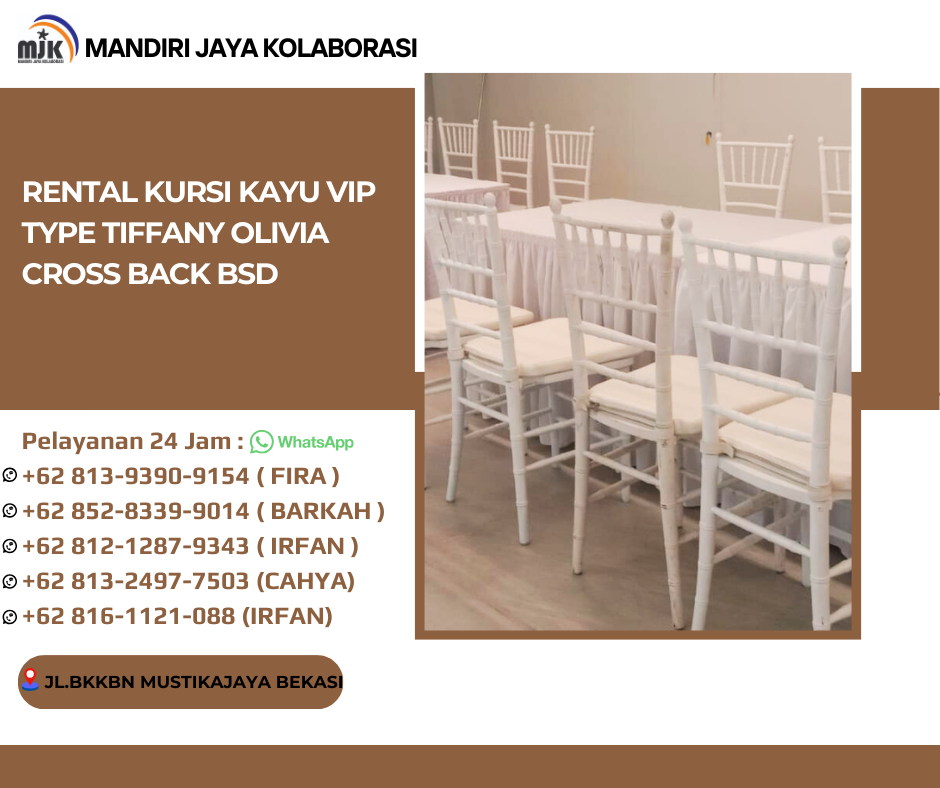 Rental Kursi Kayu VIP Type Tiffany Olivia Cross Back BSD