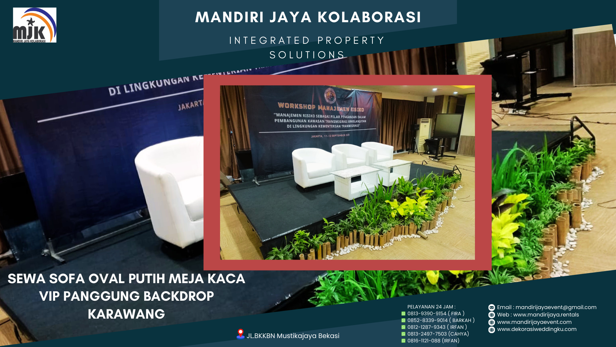 Sewa Sofa Oval Putih Meja Kaca VIP Panggung Backdrop karawang (1) Sewa Sofa Oval Putih Meja Kaca VIP Panggung karawang