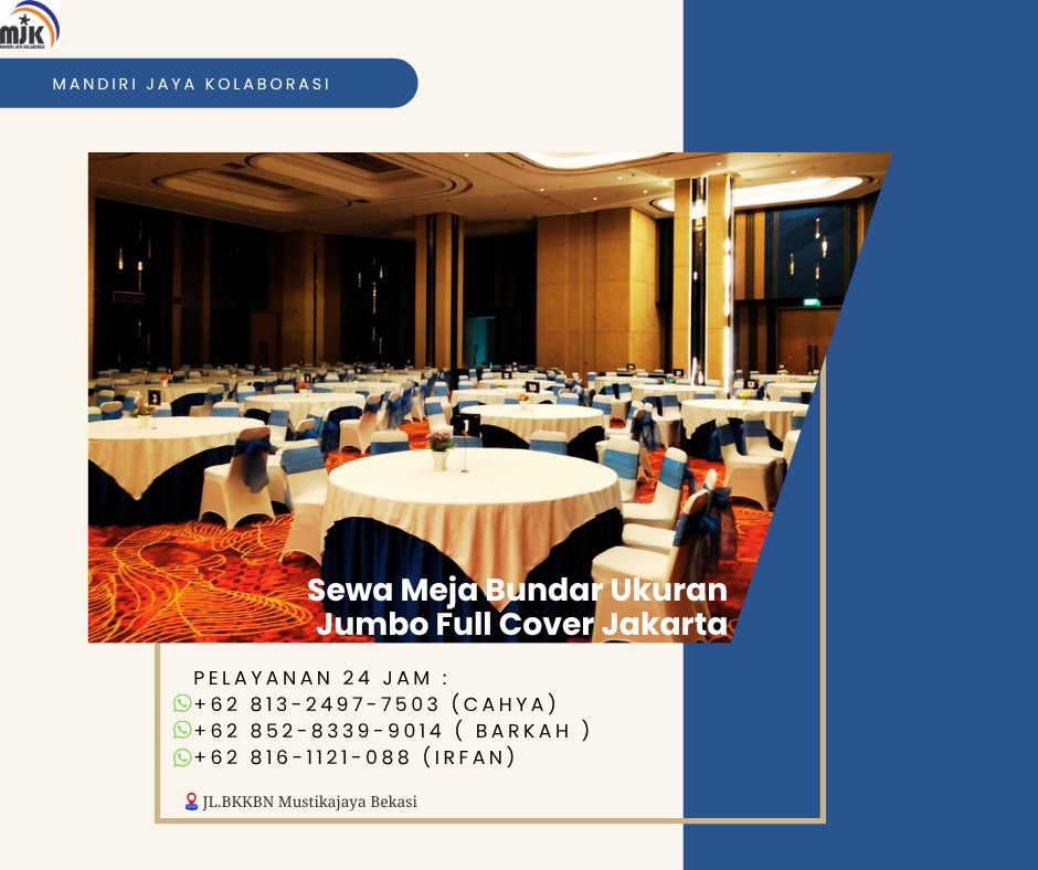 Sewa Meja Bundar Ukuran Jumbo Full Cover Jakarta