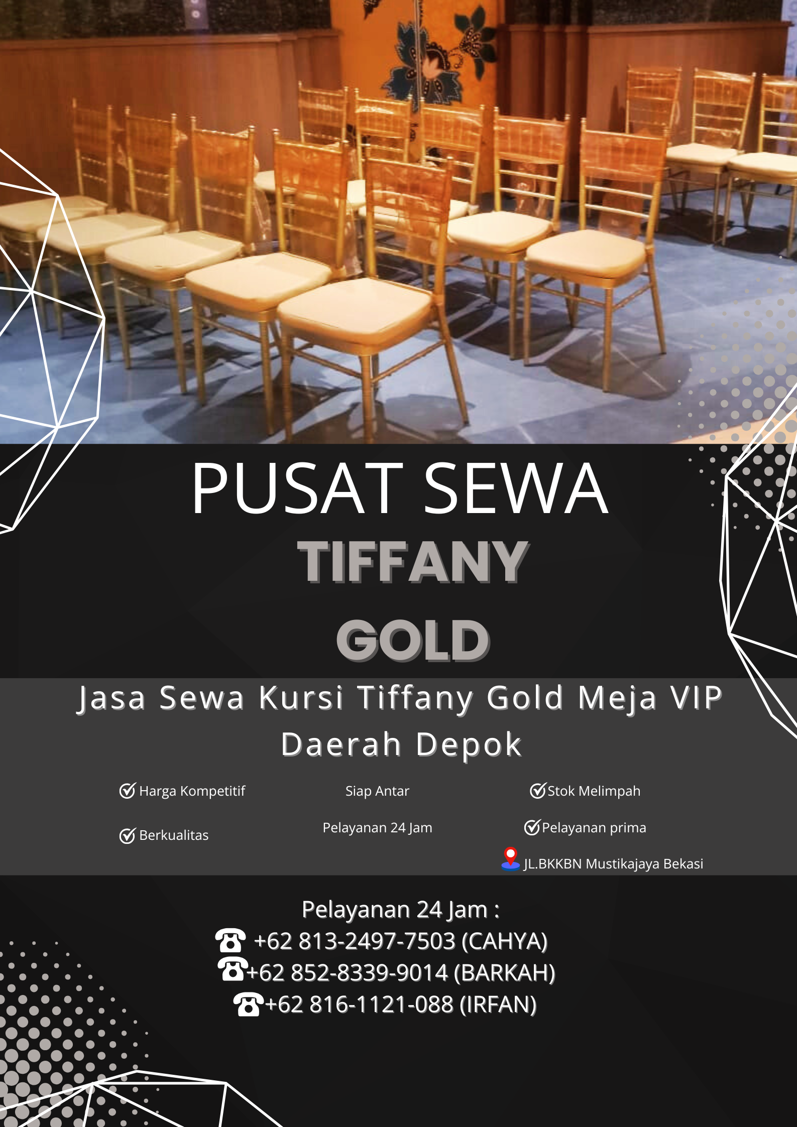 Jasa Sewa Kursi Tiffany Gold Meja VIP Daerah Depok