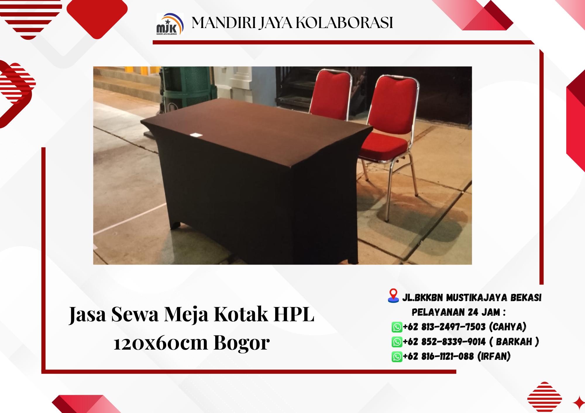 Jasa Sewa Meja Kotak HPL 120x60cm Bogor
