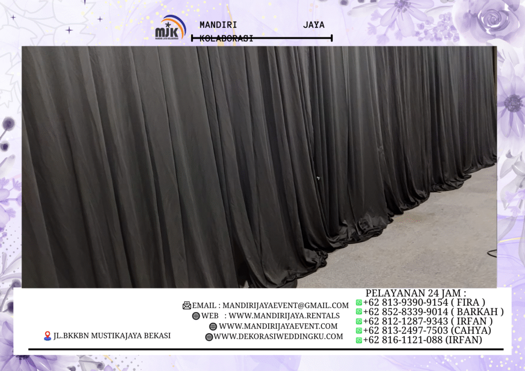 Rental Tirai Penutup Dinding Warna Hitam Bahan Lotto BSD Tangerang