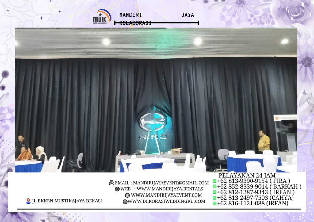Rental Tirai Penutup Dinding Warna Hitam Bahan Lotto BSD Tangerang