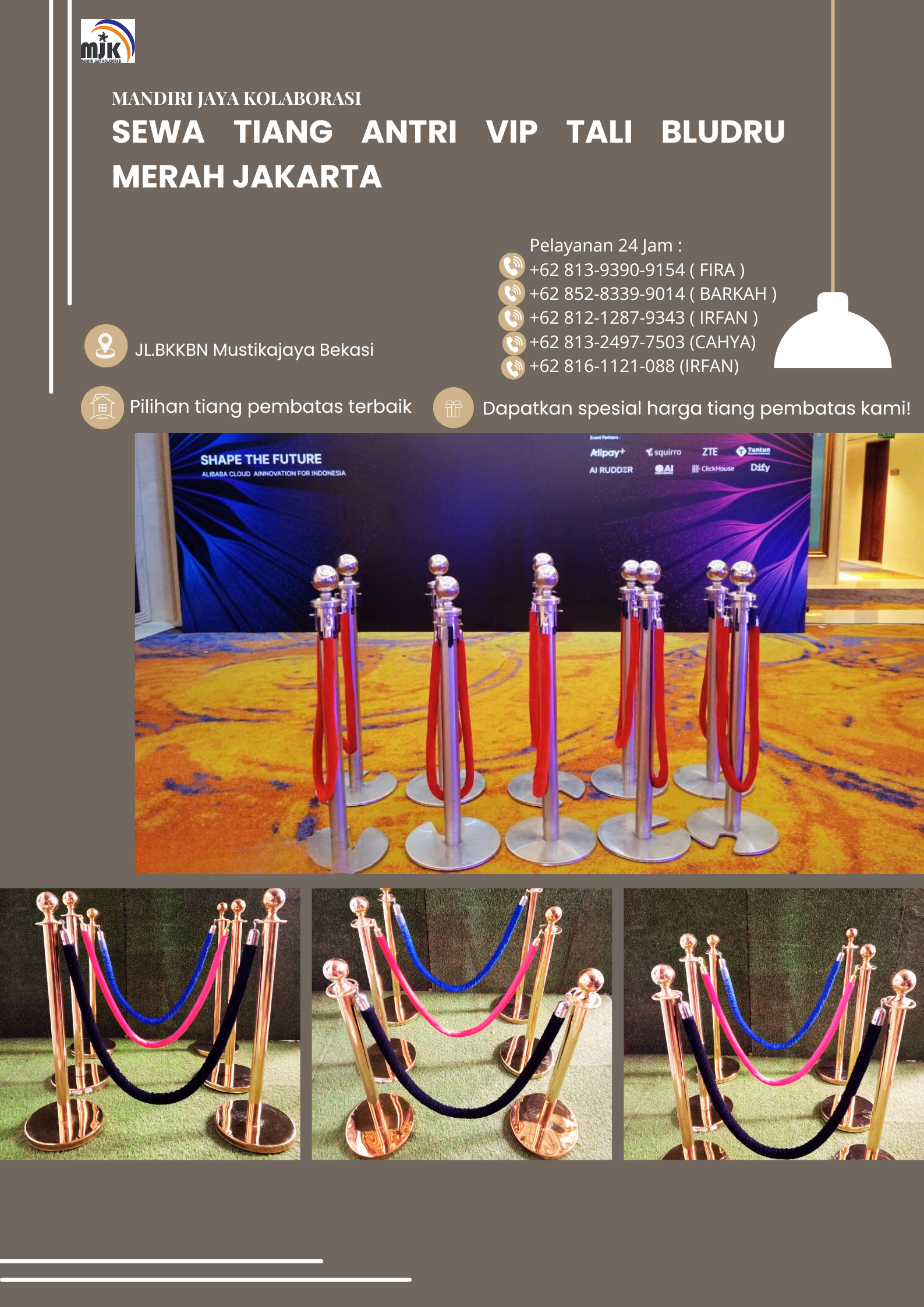 Sewa Tiang Antri VIP Tali Bludru Merah Jakarta