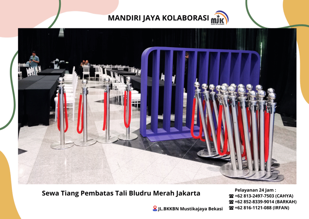Sewa Tiang Pembatas Tali Bludru Merah Jakarta