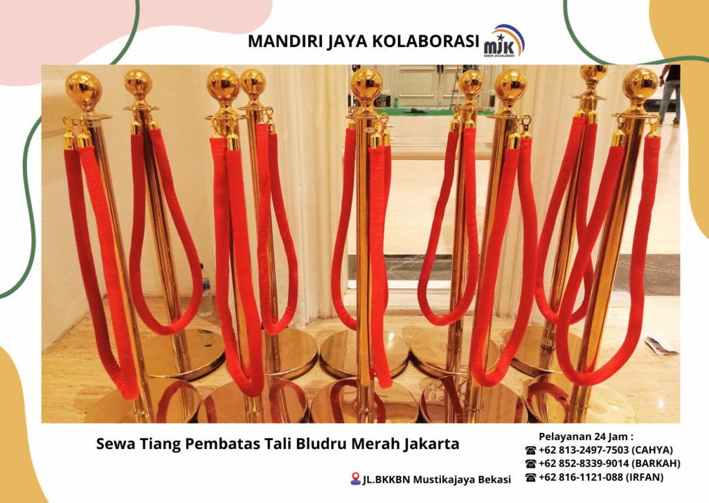 Sewa Tiang Pembatas Tali Bludru Merah Jakarta