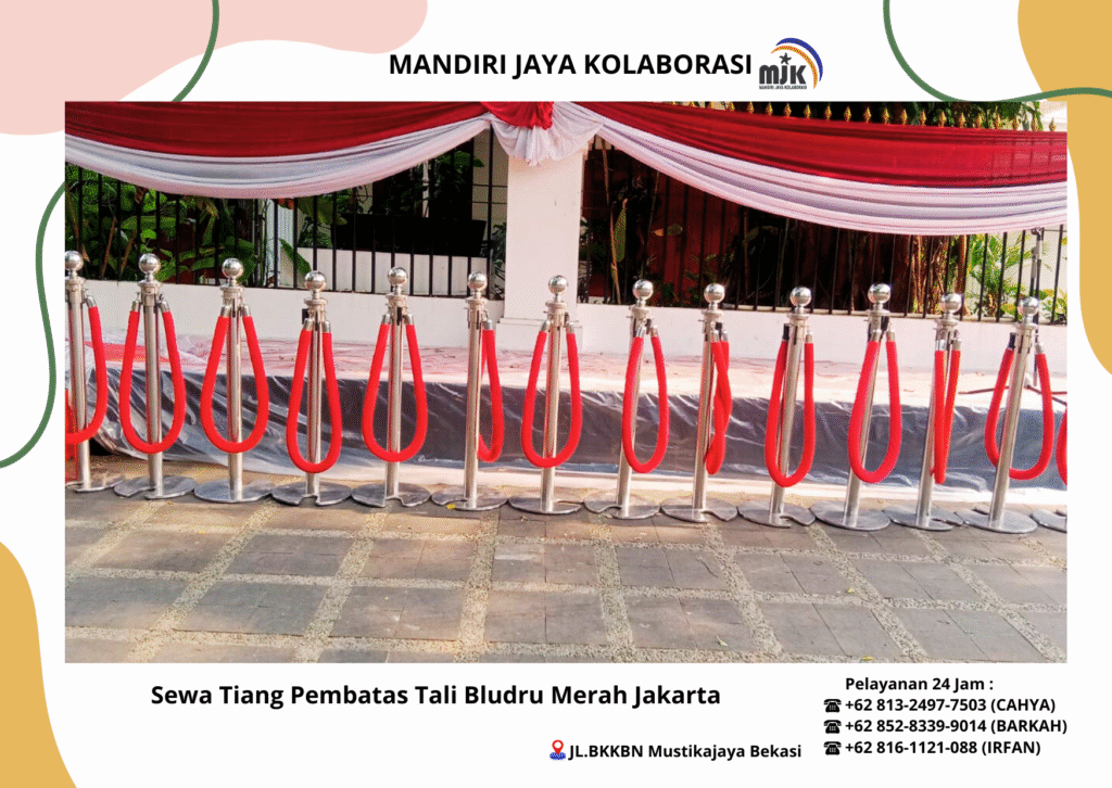 Sewa Tiang Pembatas Tali Bludru Merah Jakarta