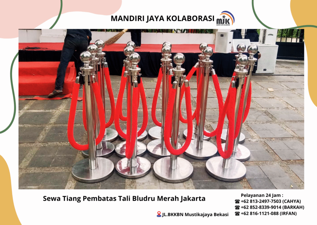 Sewa Tiang Pembatas Tali Bludru Merah Jakarta