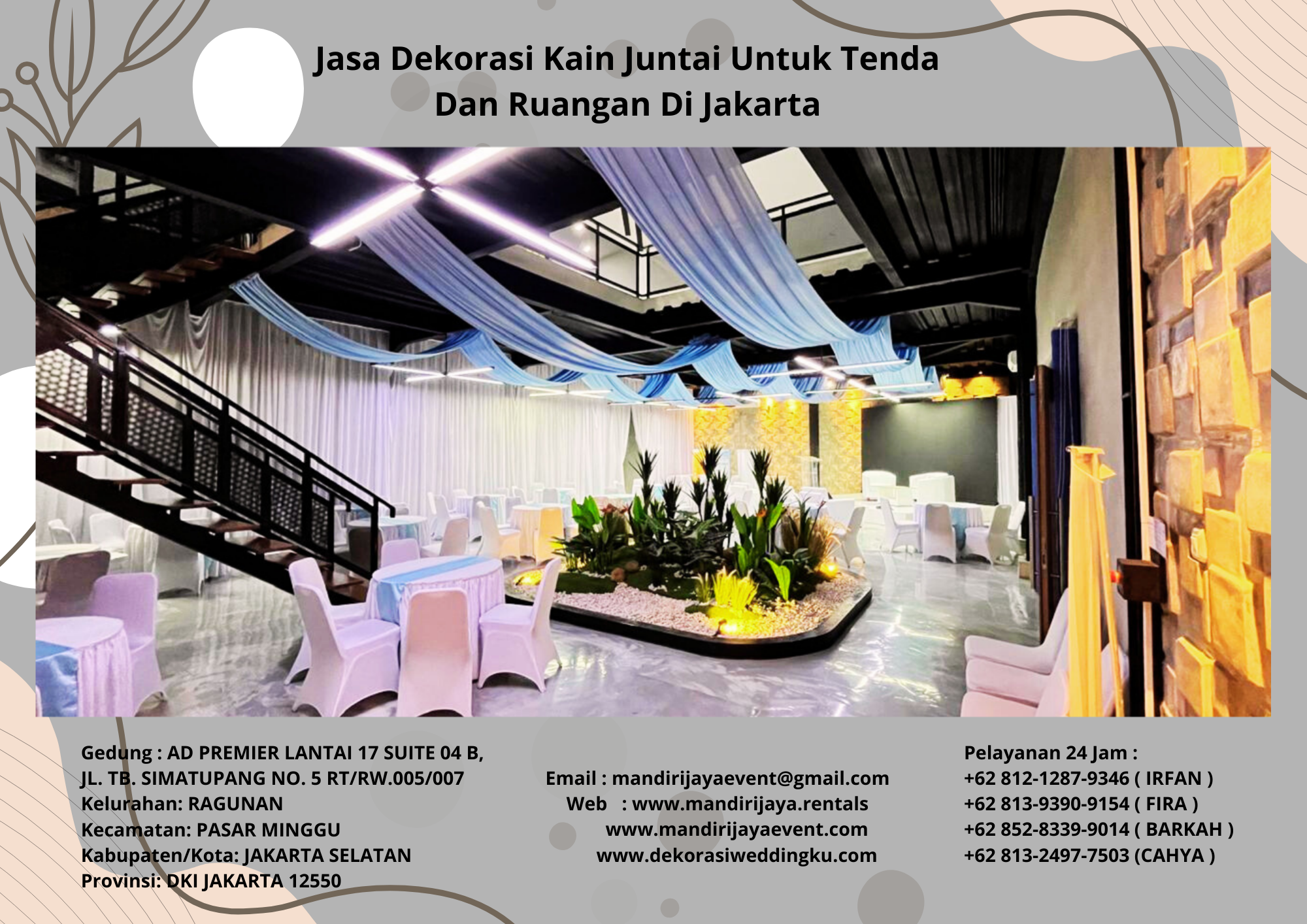 Jasa Dekorasi Kain Juntai Untuk Tenda Dan Ruangan Di Jakarta