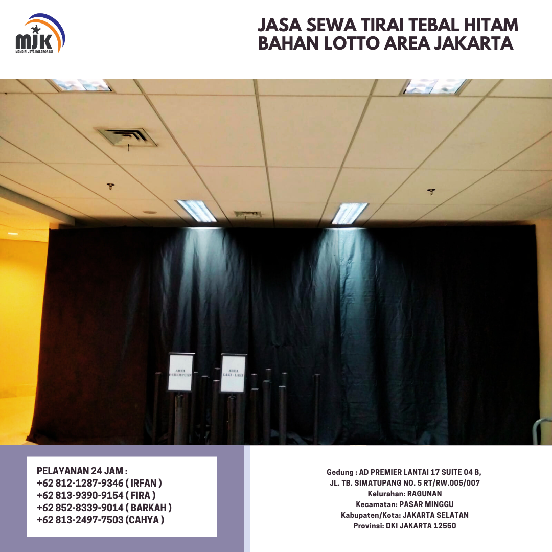 Jasa Sewa Tirai Tebal Hitam Bahan Lotto Area Jakarta