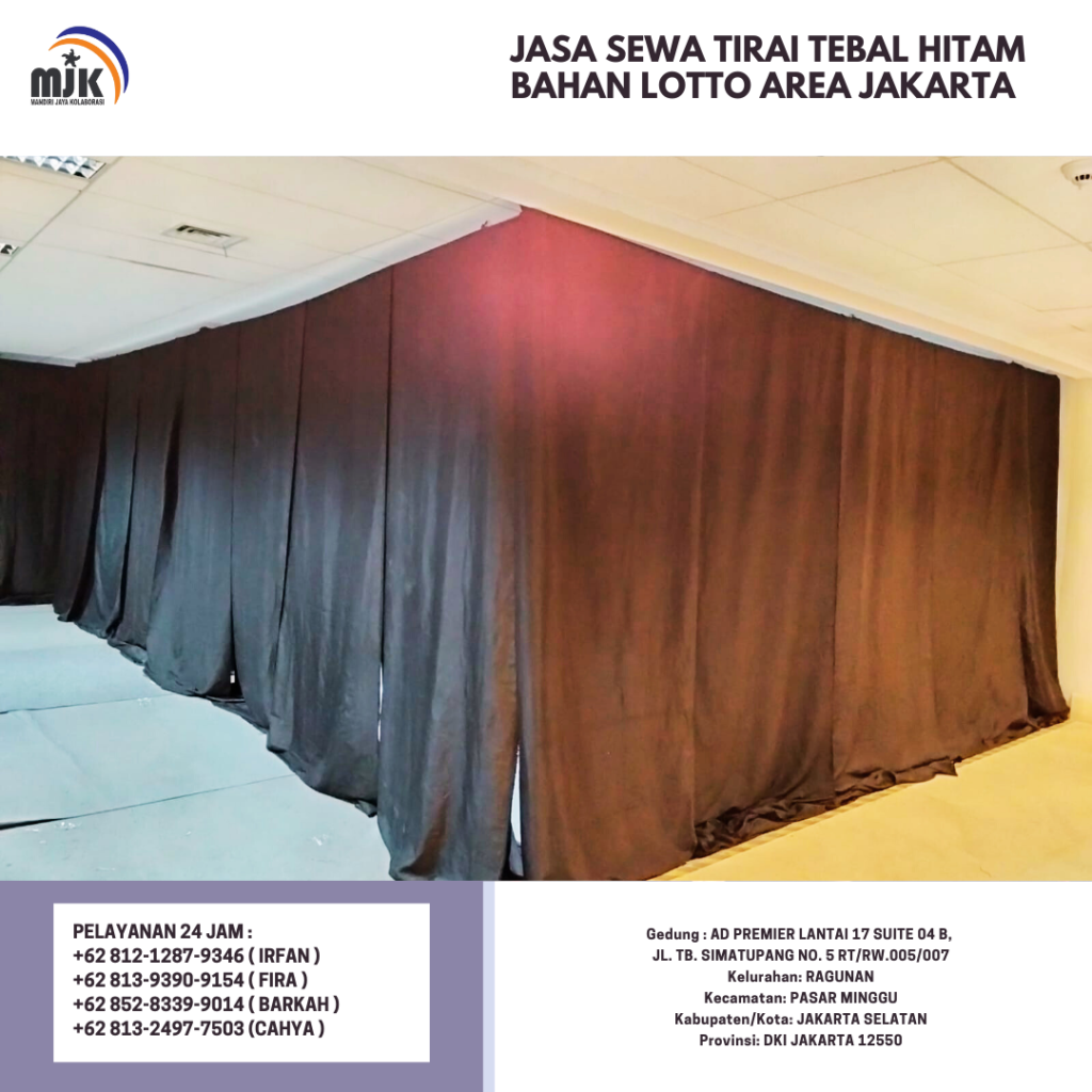 Jasa Sewa Tirai Tebal Hitam Bahan Lotto Area Jakarta