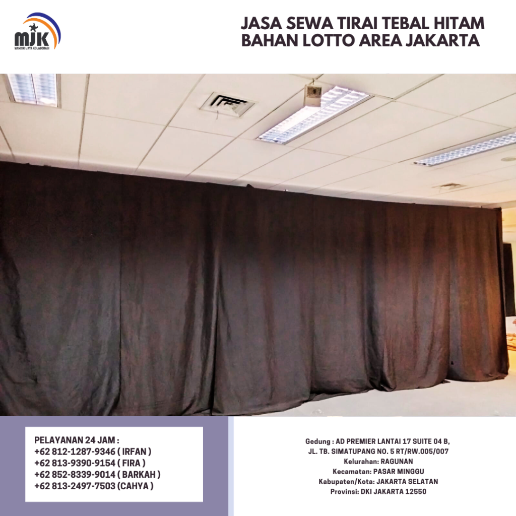 Jasa Sewa Tirai Tebal Hitam Bahan Lotto Area Jakarta