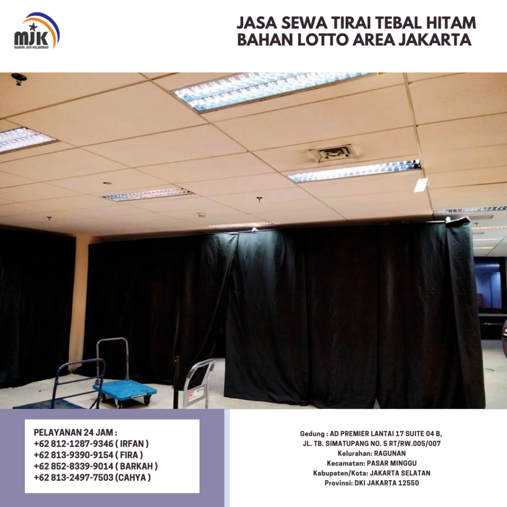 Jasa Sewa Tirai Tebal Hitam Bahan Lotto Area Jakarta