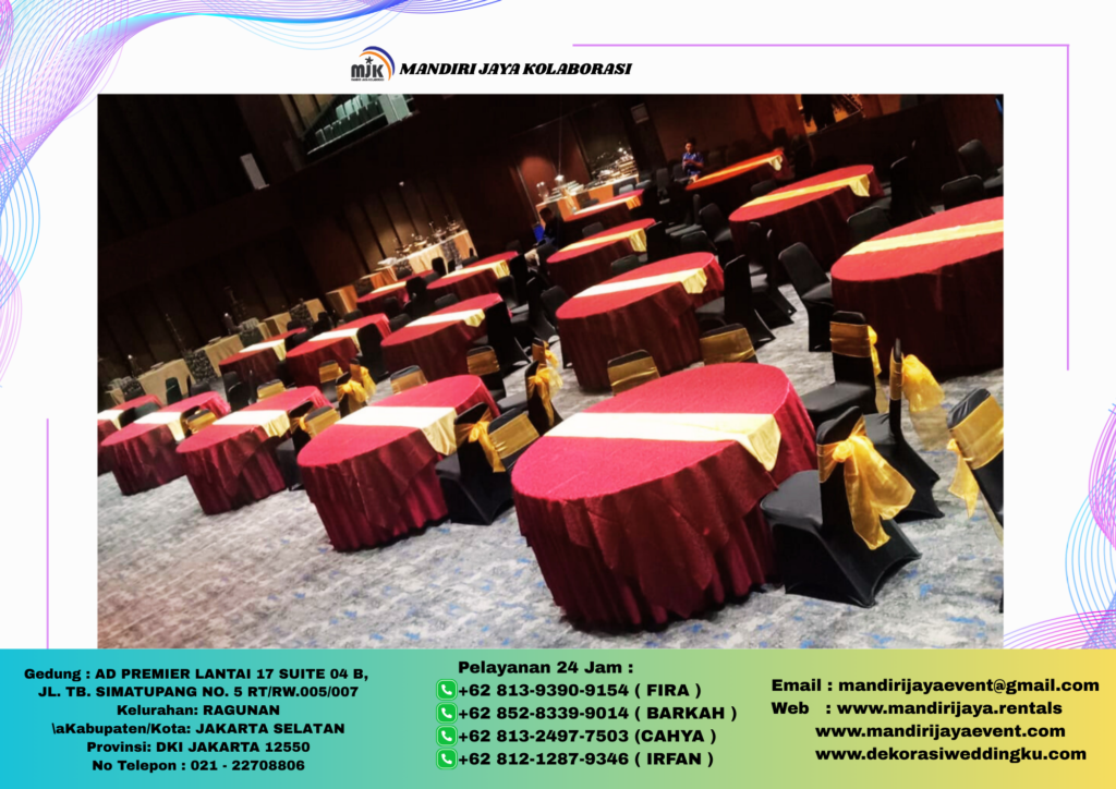 Sewa Meja Bundar Dan Kursi Lengkap taplak, Sarungkursi Jakarta
