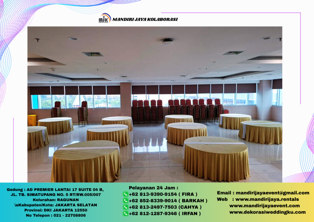 Sewa Meja Bundar Dan Kursi Lengkap taplak, Sarungkursi Jakarta