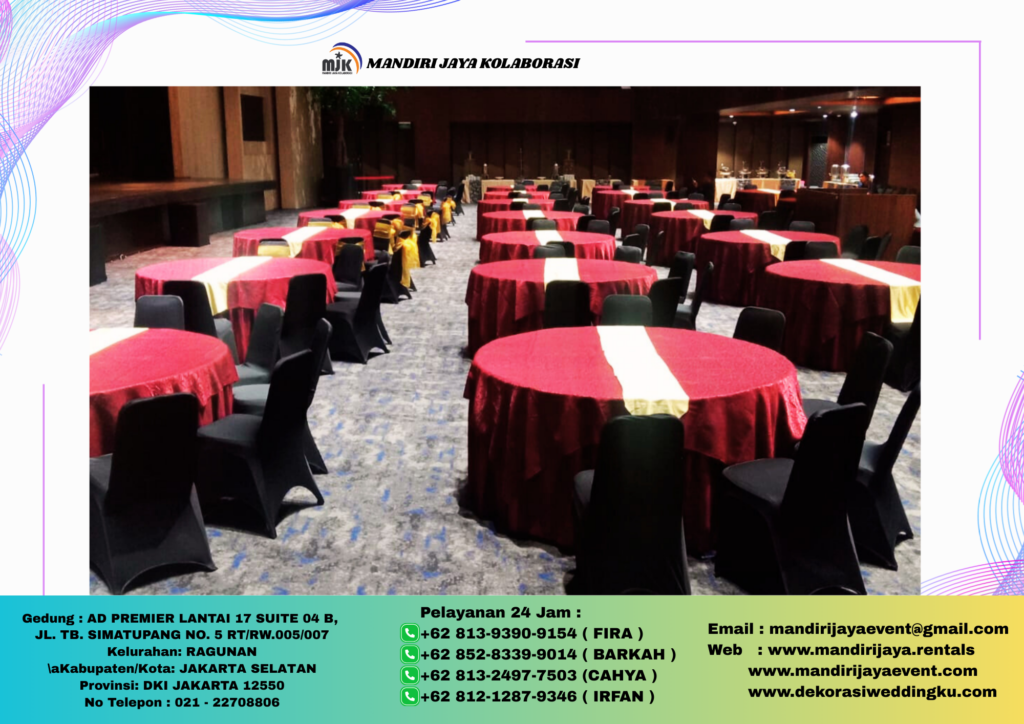 Sewa Meja Bundar Dan Kursi Lengkap taplak, Sarungkursi Jakarta