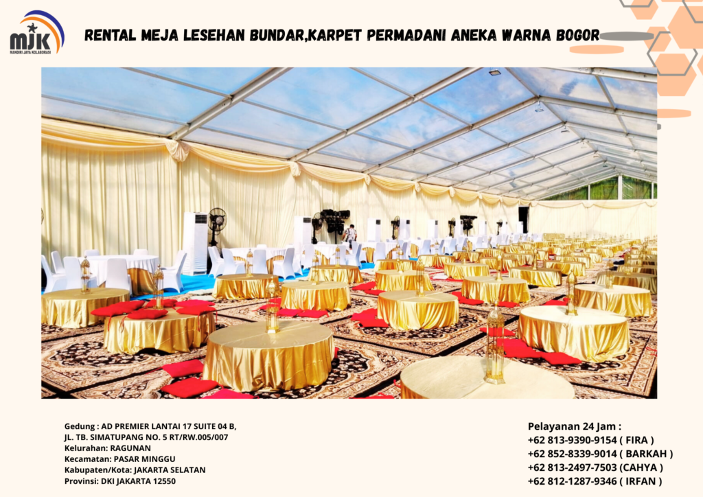 Rental Meja Lesehan Bundar,Karpet Permadani Aneka Warna Bogor