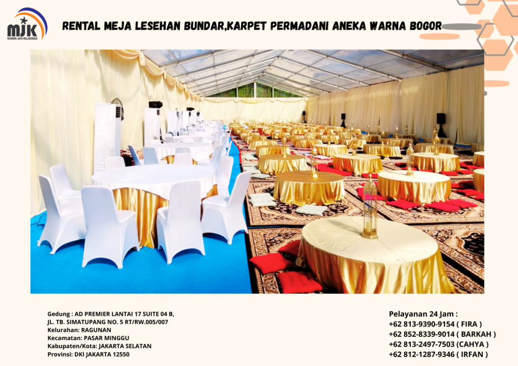 Rental Meja Lesehan Bundar,Karpet Permadani Aneka Warna Bogor