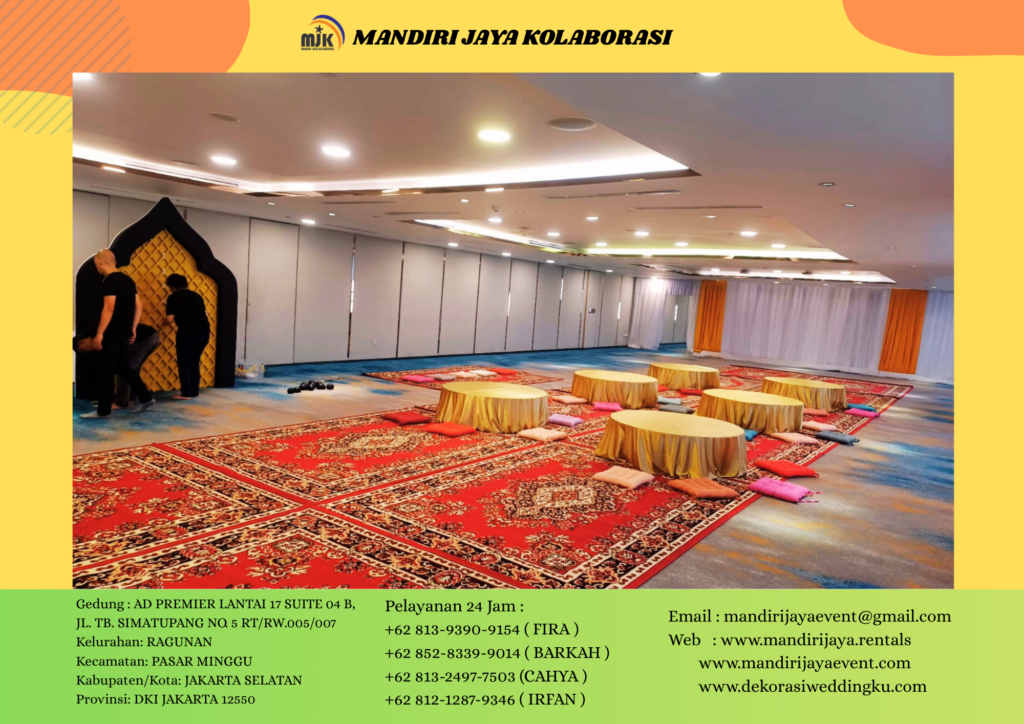 Sewa Round Table Set Bantalan Duduk karpet Permadani Merah Bekasi