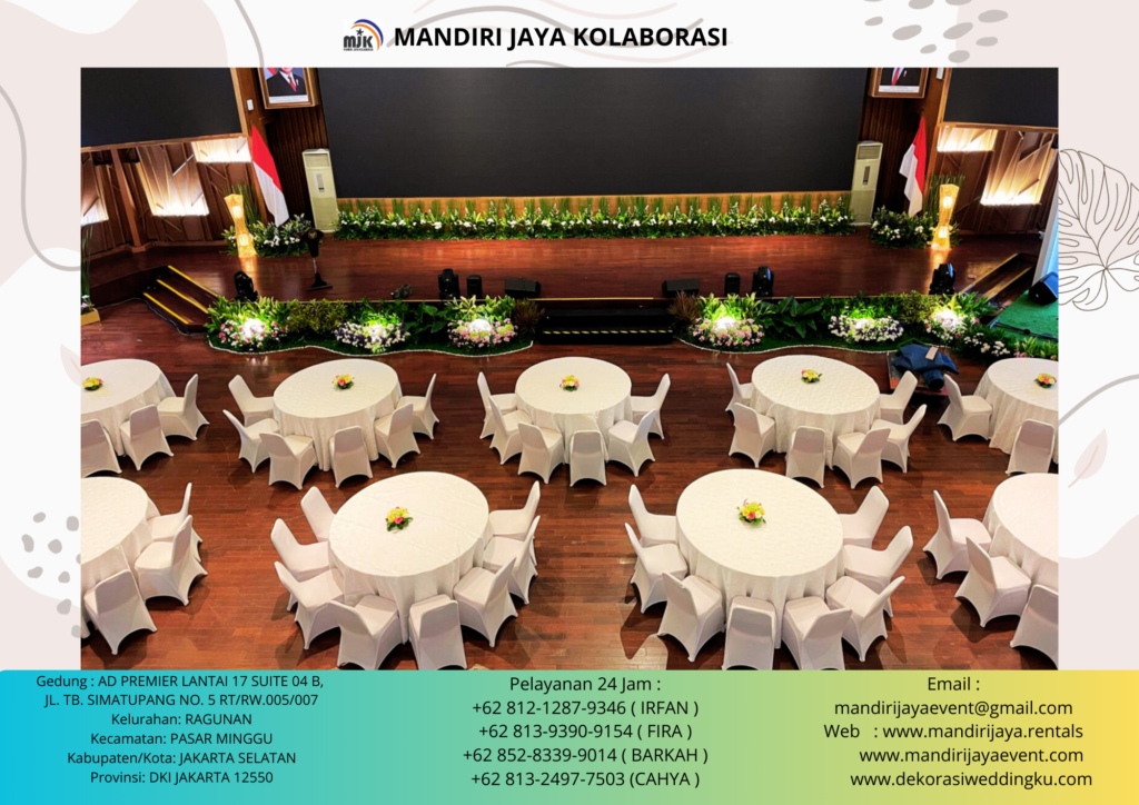 Sewa Round Table,Kursi Event Cover Putih Stok Banyak Area Jakarta
