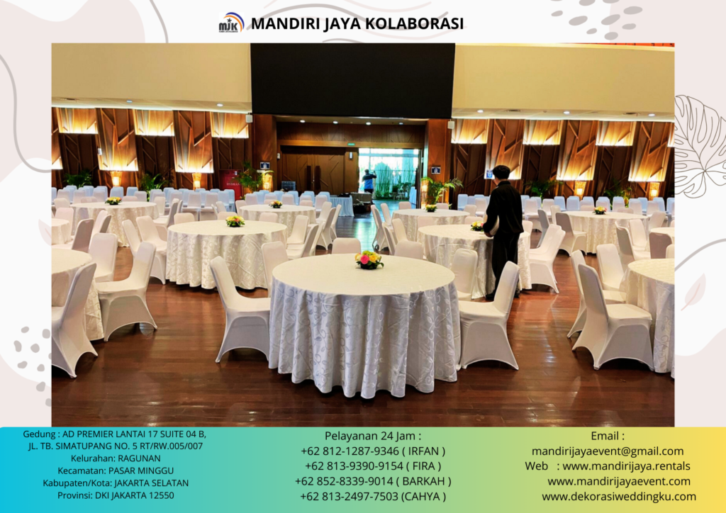 Sewa Round Table,Kursi Event Cover Putih Stok Banyak Area Jakarta