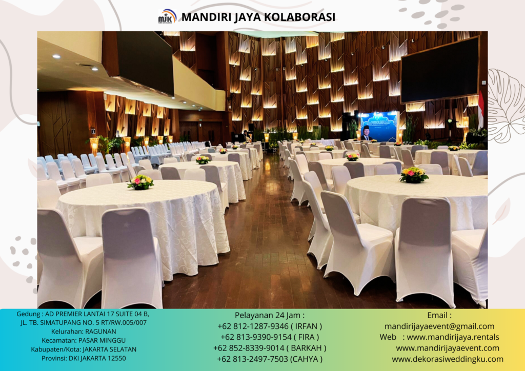 Sewa Round Table,Kursi Event Cover Putih Stok Banyak Area Jakarta
