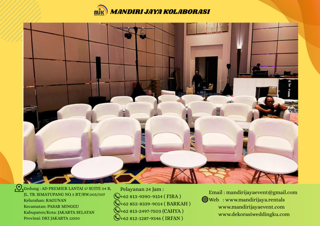 Sewa Sofa Oval Putih Bersih Stok Banyak Area Jakarta