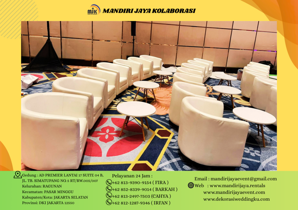 Sewa Sofa Oval Putih Bersih Stok Banyak Area Jakarta