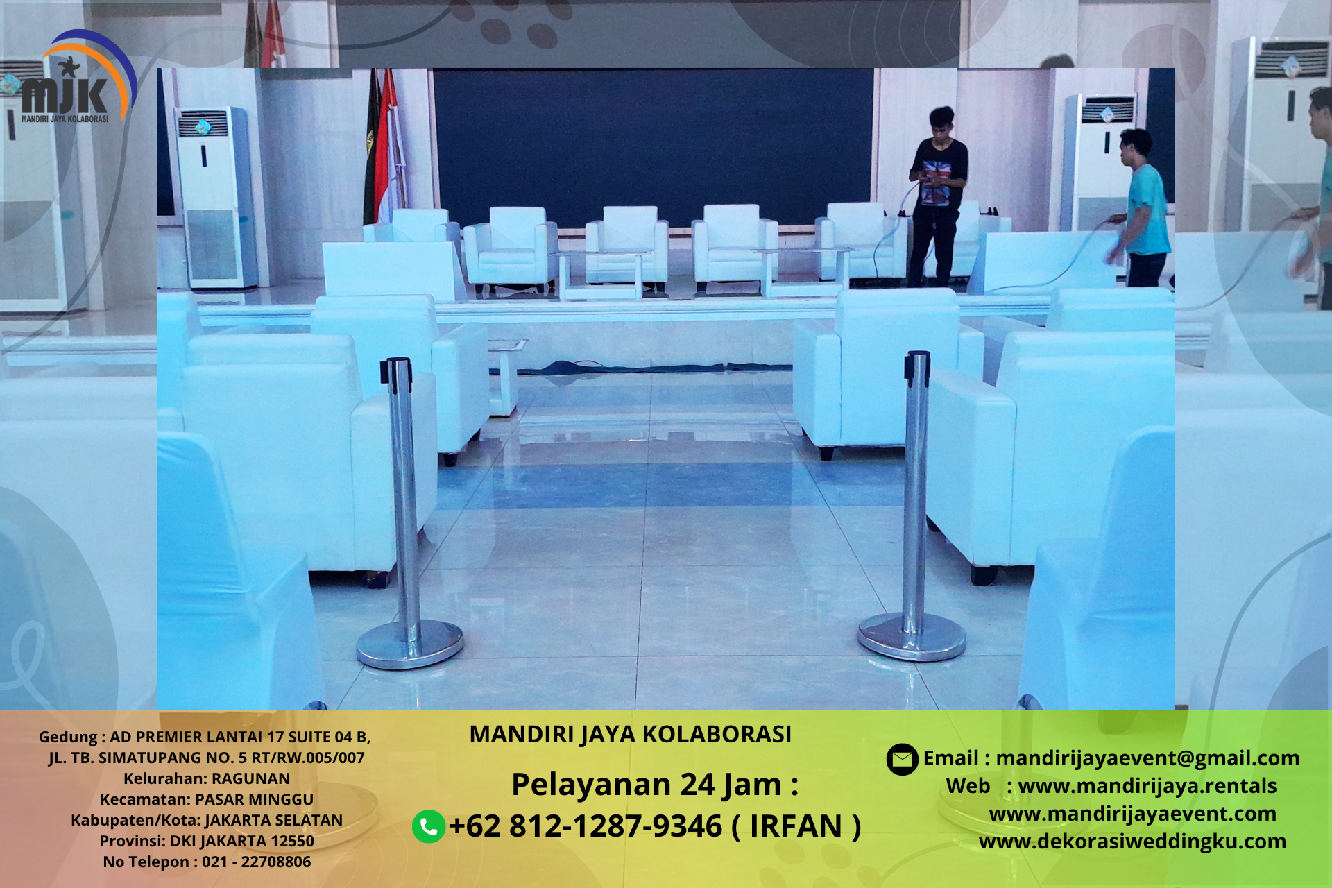 Sewa Sofa,Meja Kaca VIp,Tiang Antrian Depok