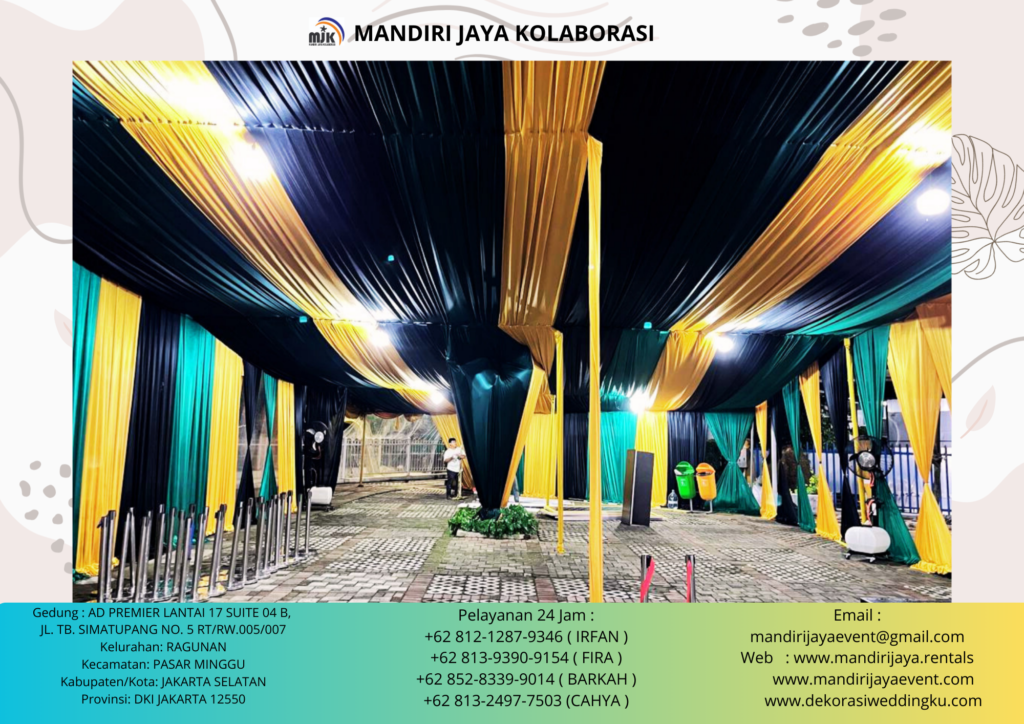 Sewa Tenda Serut Kain Hitam Gold Area Bogor